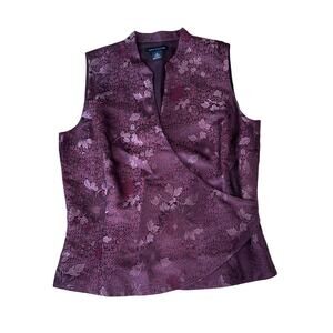 Ann Taylor Vintage Purple Floral Silk Blend Jacquard Vest Top Tank 6